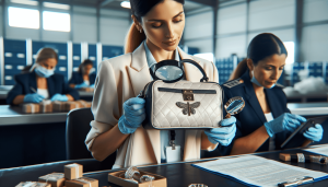 Customs inspection process for fragile luxury handbag shipments